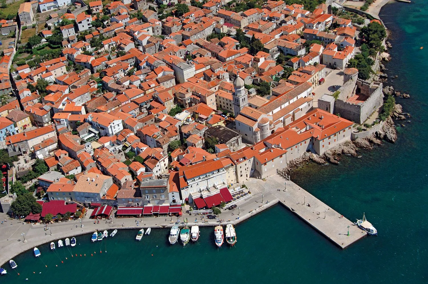 Aerial view of Krk old town